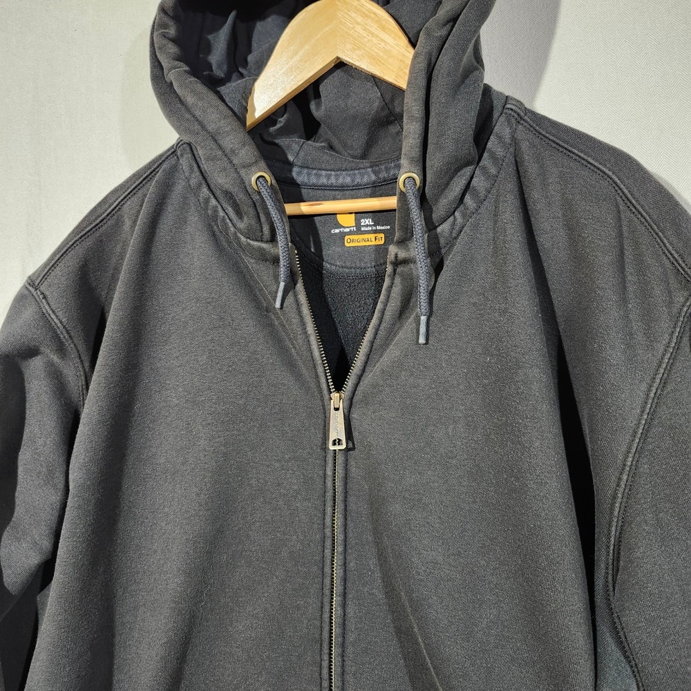 Carhartt Rain Defender Black Full Zip Hoodie Mens 2XL Original Fit Heavyweight - Picture 3 of 15